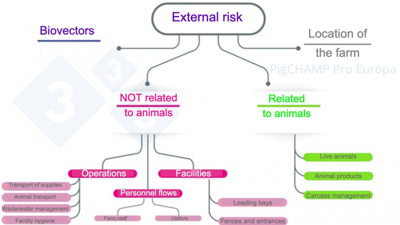 Figure&nbsp;2. Diagram to analyze the main external risk factors during the farm visit.
